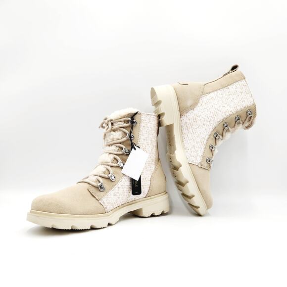 Sorel Women Beige Leather Lennox Lace Cozy Waterproof Biker Booties Size 9.5 - Picture 5 of 8